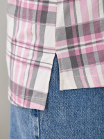 Блузка БЛ-131/клеткарозовая-серебро