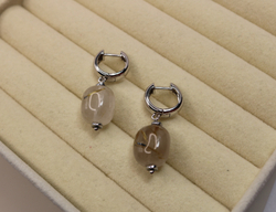 Серьги-конго с кварцем-волосатиком "Золотые нити"