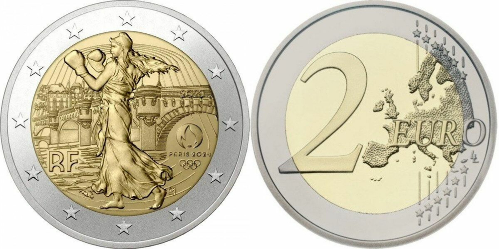 Франция 2 евро, 2023 XXXIII летние Олимпийские игры, Париж 2024 UNC