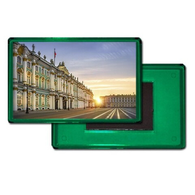 Акриловый магнит зеленый прямоугольный. Размер 52х77мм