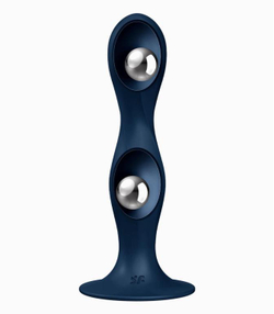 Стимулятор с двумя металличискими шариками в стволе Double Ball-R (dark blue)
