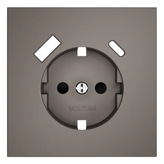 Накладка для розетки с заземлением и защитными шторками, с USB A+C, S70 (капучино)