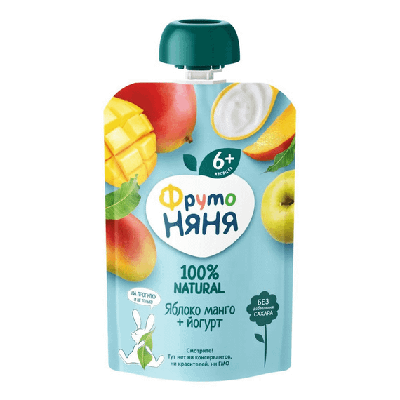 FRUTONYANY. Alma, manqo və yoqurt püresi, 90 q.