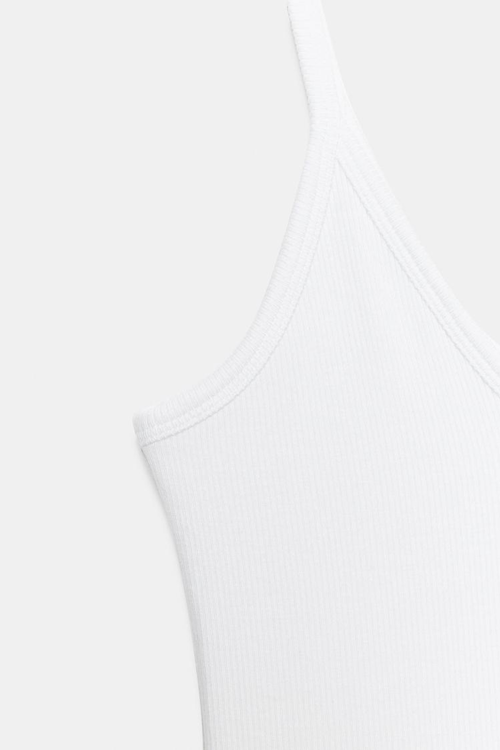 ZARA ТОП НА БРЕТЕЛЯХ В РУБЧИК, БЕЛЫЙ