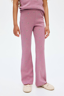 H&M Хлопковые легинсы-клеш, светло-розовый