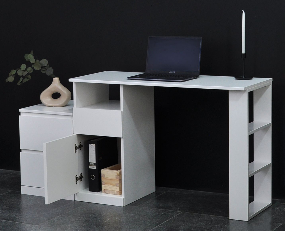 Тумба прикроватная 40х48х54, Марм, напольная, с 2 ящиками для одежды со скосами, без ручек в скандинавском стиле, белый, Dipriz