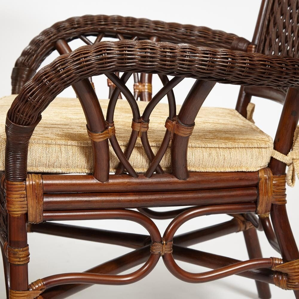 Обеденная группа GRAND 1 Pecan(стол со стеклом+6 кресел+ подушки), натуральный ротанг