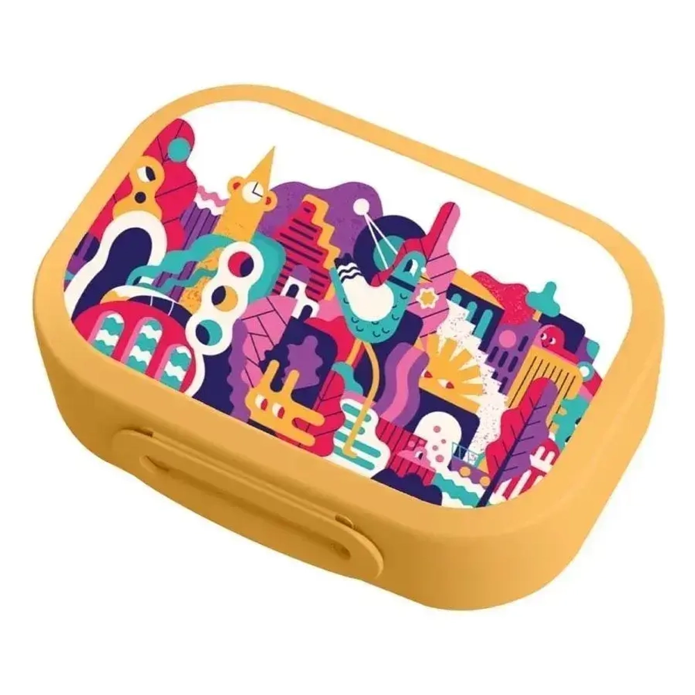 Ланч-бокс с декором 0,98л., Городские фантазии, 180*130*50 мм, желтый