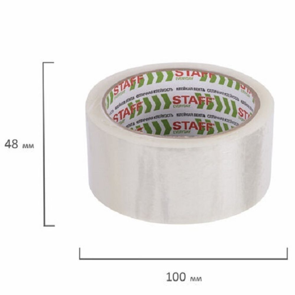 Клейкая лента 48*66, прозрачная, 40мк, Staff Big Pack