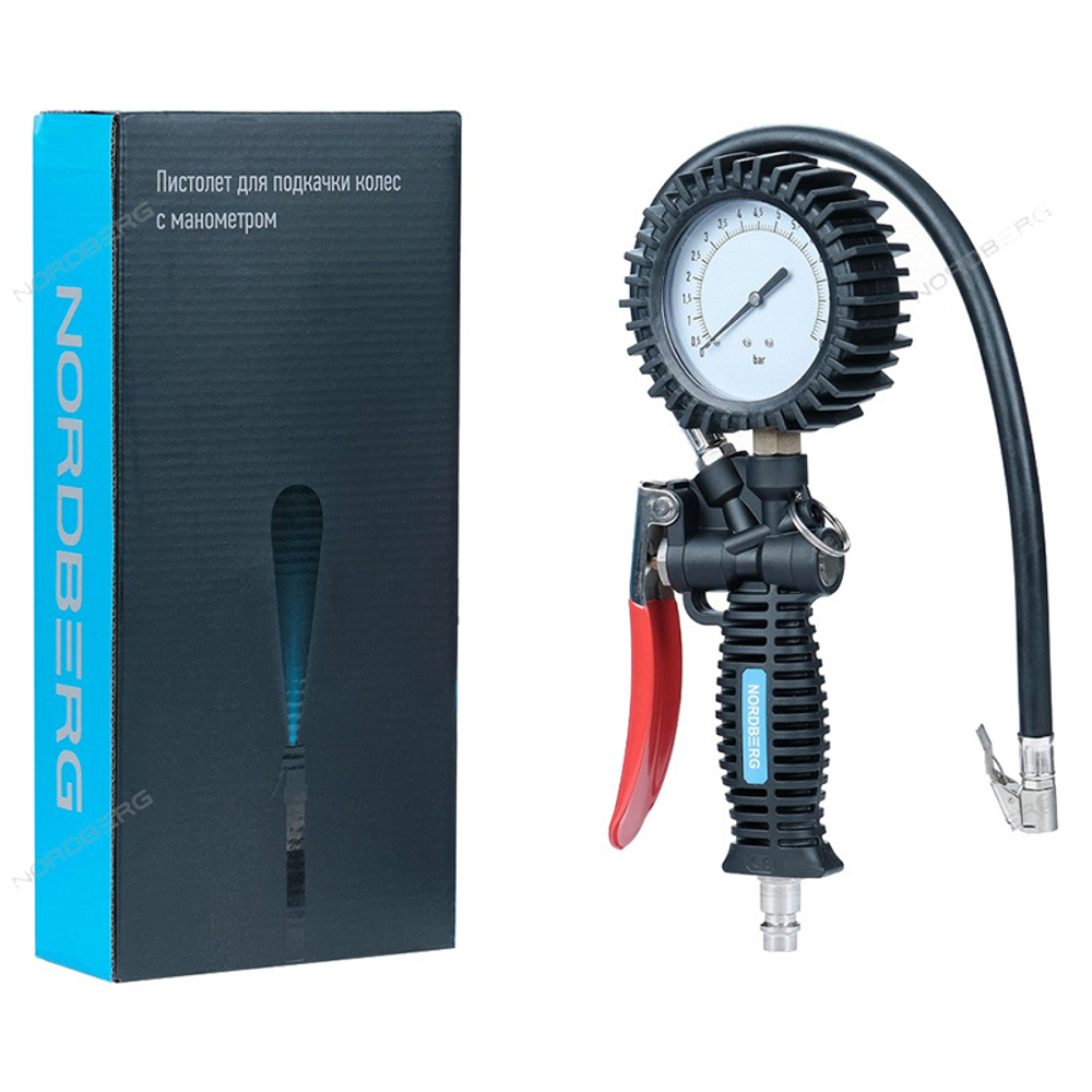NORDBERG (TI61) Пистолет для подкачки колес с манометром 80 мм