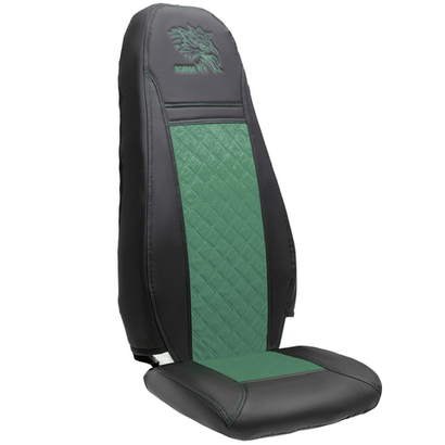 Чехлы Scania 5 серия 2 высоких сиденья (экокожа, черный, зеленая вставка)