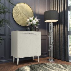 Комод Арт Колор leaves Классик Сильвер с 2 полками Кремовый белый