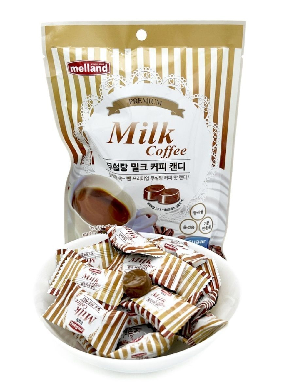Карамель Melland без сахара со вкусом кофе с молоком 100 г
