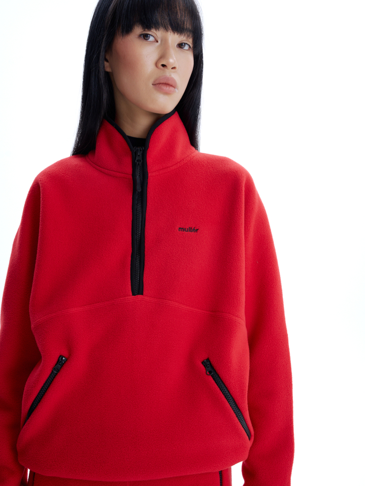 Анорак флисовый красный