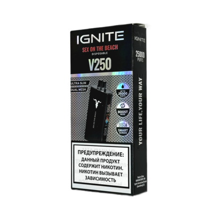 Ignite V250 Black Секс на пляже (Sex on the beach) 25000 затяжек 20мг Hard (2% Hard)