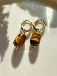 Серьги Шмель из тигрового глаза