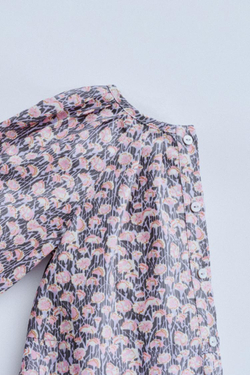 ZARA TIMELESZ РУБАШКА С ЦВЕТОЧНЫМ ПРИНТОМ, ПУДРОВО-РОЗОВЫЙ
