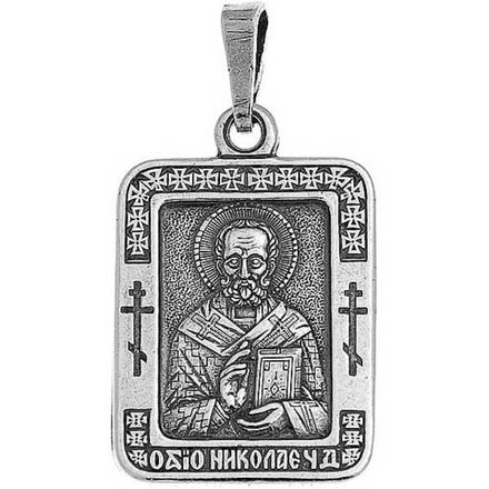 Святой Николай. Нательная икона посеребренная.