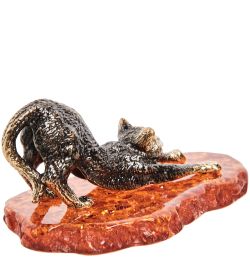 AM-1035 Фигурка «Кот» (латунь, янтарь)