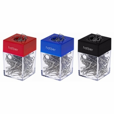 Диспенсер для скрепок магнитный Hatber, без крышки, ассорти, 1 шт