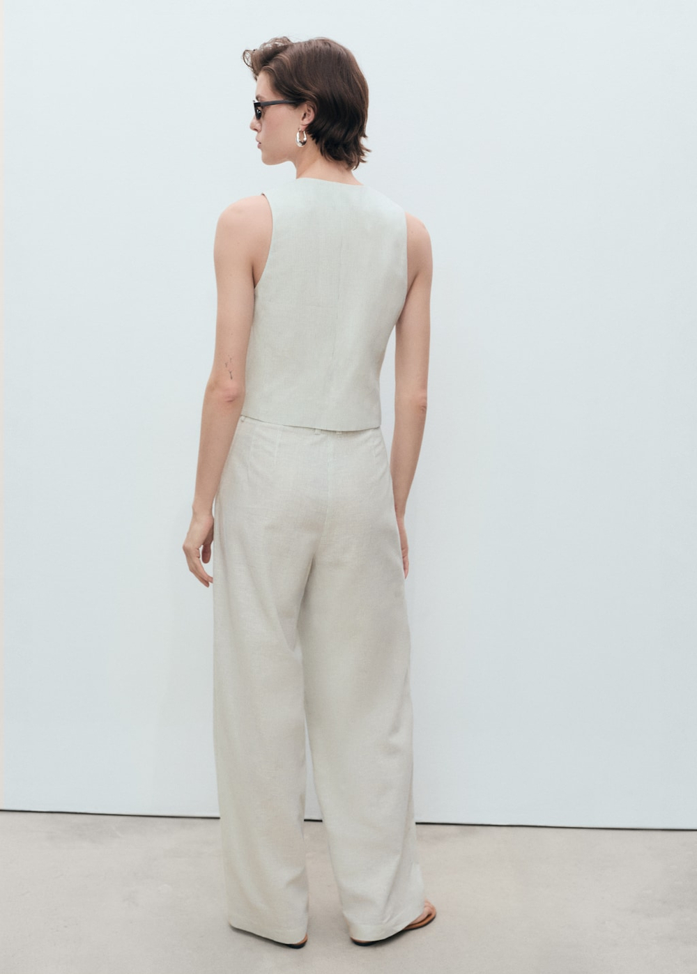 Прямые костюмные брюки из смесового льна