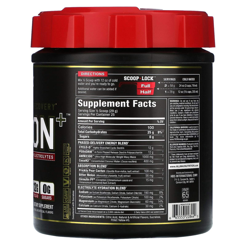 ALLMAX, CARBION+™, с электролитами, ананас и манго, 725 г (25,6 унции)