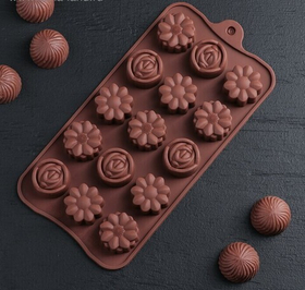 Форма для льда и шоколада "Цветы", 15 ячеек