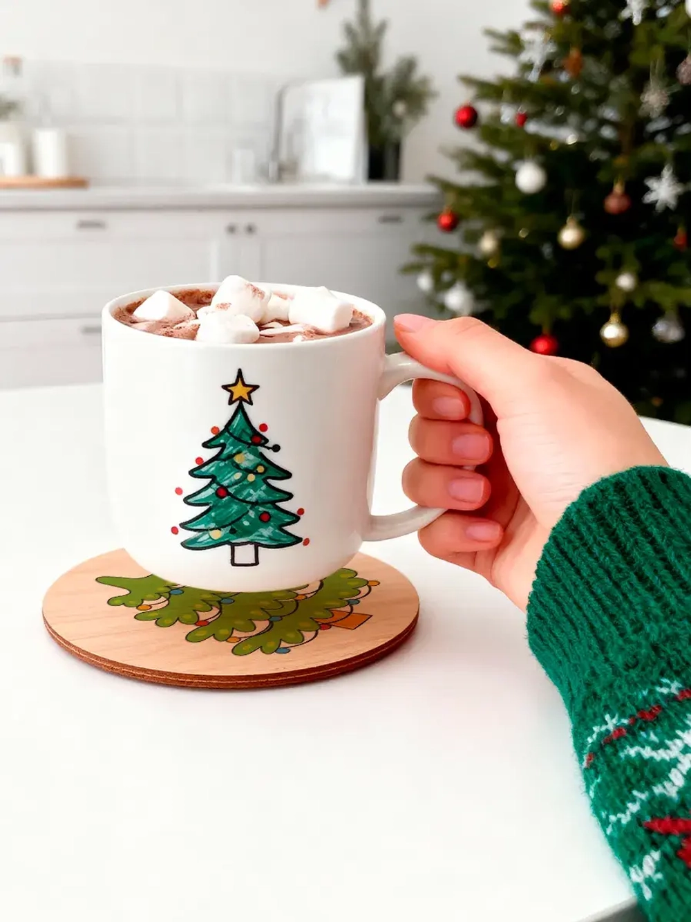 Подставки под стаканы и кружки новогодние елочки