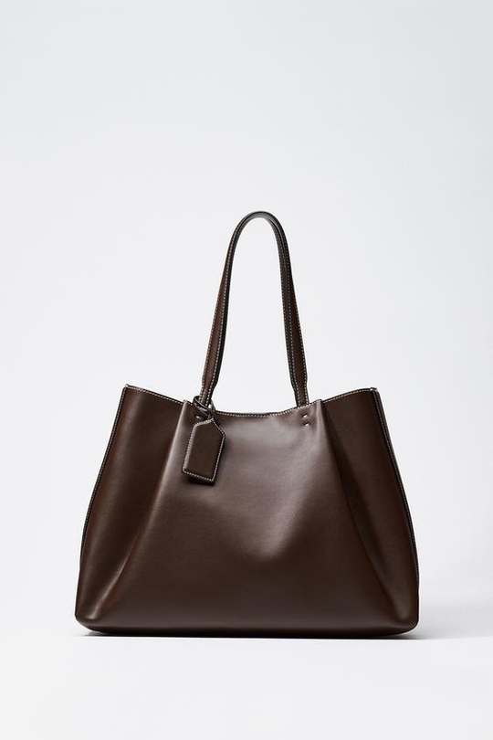 ZARA БОЛЬШАЯ СУМКА, ШОКОЛАДНЫЙ