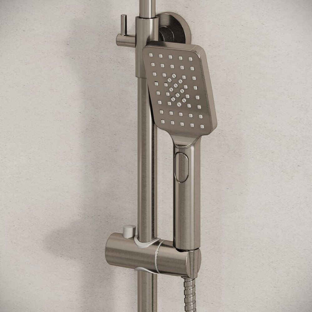 Душевая стойка Grossman Cosmo 500.K35.02.120 с верхним душем,ручной лейкой и смесителем, брашированный никель,1 место