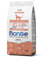 Гипоаллергенный корм Monge Monoprotein Adult для взрослых кошек с лососем, 1,5 кг