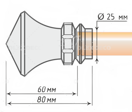 Наконечники для кованых карнизов d25 мм Верона, цвет антик