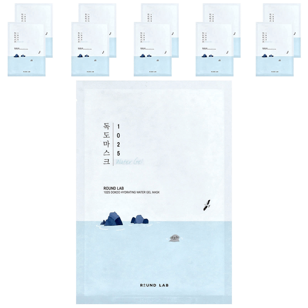 Round Lab, 1025 Dokdo Hydrating Water Gel Beauty Mask, 10 шт., 30 мл (1,01 жидк. Унции)