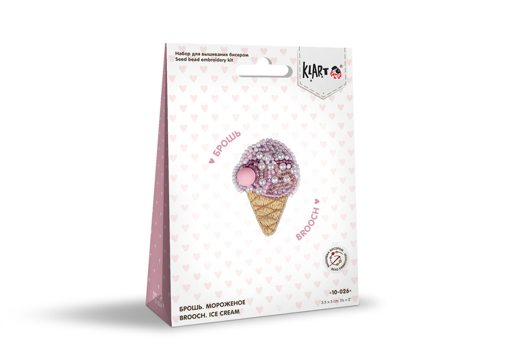 "Klart" набор для вышивания 10-026 "Брошь. Мороженое" 3.5 х 5 см