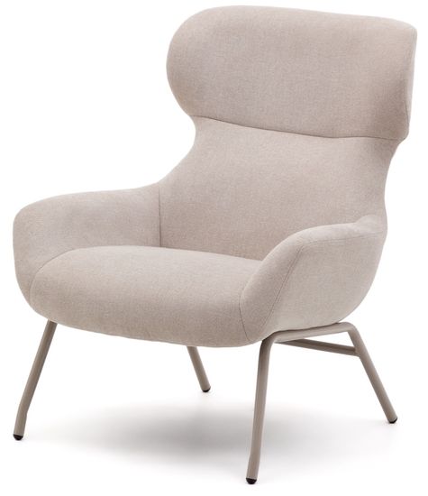 Belina Кресло из бежевой синели и стали с белой отделкой Испания LA Forma