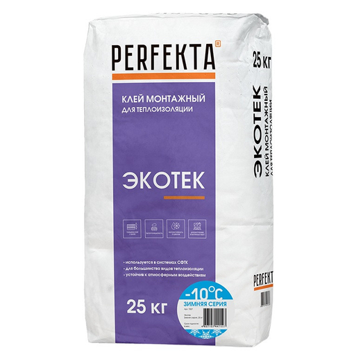 Клей для теплоизоляции Perfekta Экотек Зимняя серия 25 кг