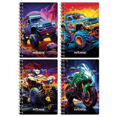 Записная книжка А6 80л. на гребне "Bright cars" (BG)