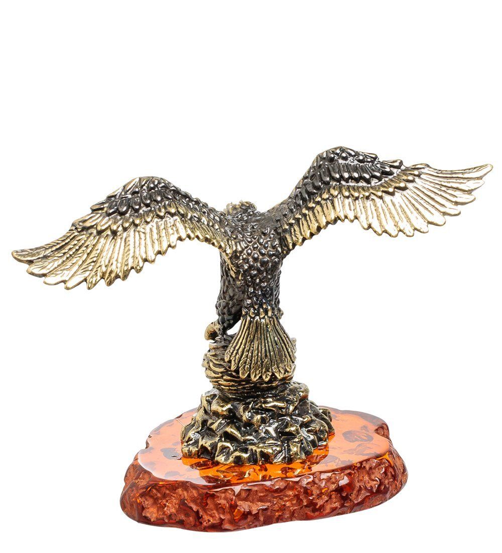 Народные промыслы AM-1472 Фигурка «Орел на гнезде» (латунь, янтарь)