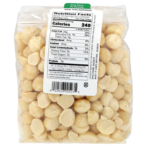 Bergin Fruit and Nut Company, сырые орехи макадамия, 454 г (16 унций)