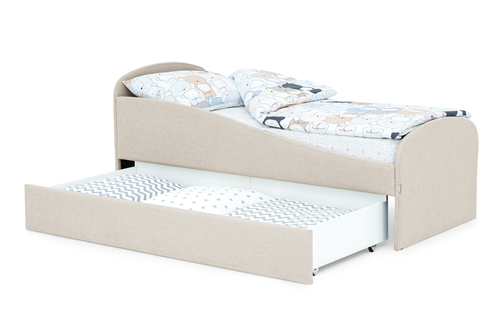 Детская мягкая кровать с ящиком Бельмарко Letmo карамель рогожка