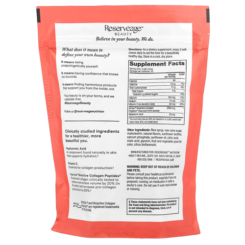 Reserveage Beauty, Collagen Replenish ™, жевательные таблетки, 60 жевательных таблеток