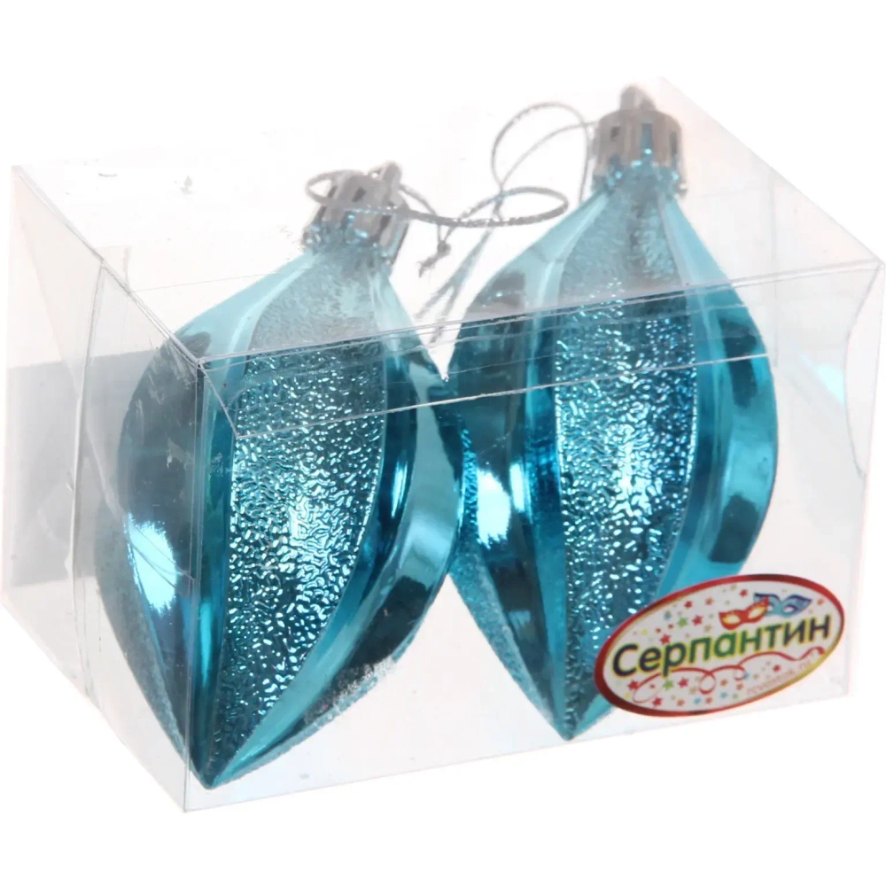 Ёлочные игрушки «Таинственное очарование» Капля 8 см (набор 2шт), голубой
