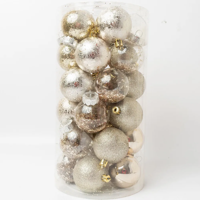 Набор шаров "Новогодние искры", серебро, шампань, 30 шт (Аспект)