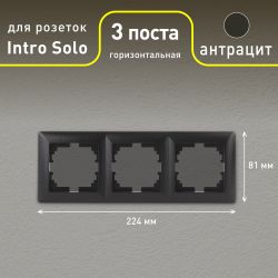 Рамка для розеток и выключателей Intro Solo 4-503-05 на 3 поста, СУ, Solo, антрацит