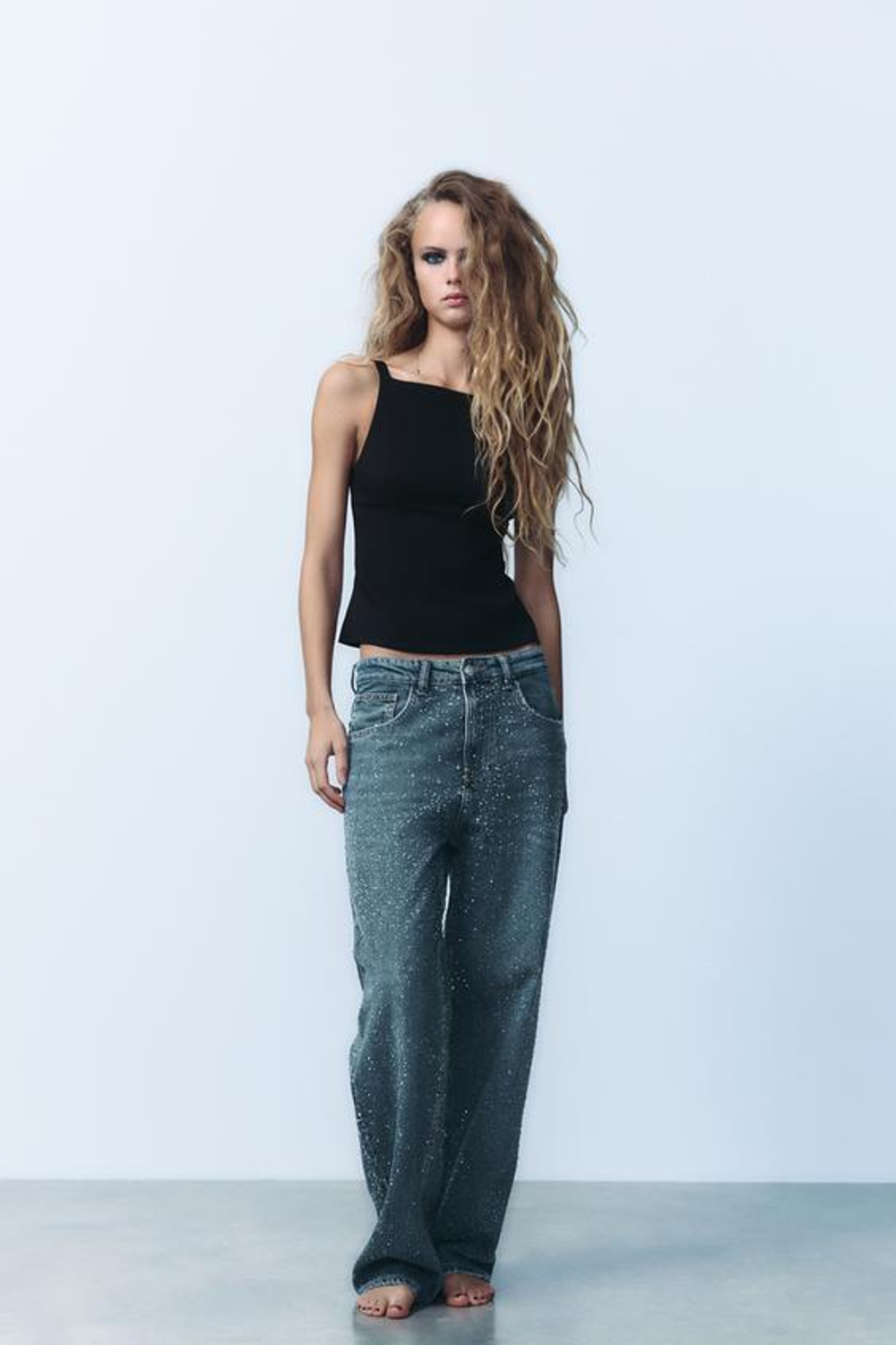 ZARA ТОП ИЗ ЭЛАСТИЧНОЙ ТАКНИ С БАНТАМИ, ЧЕРНЫЙ