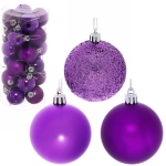 Новогодние шары 6 см (набор 24 шт) «Микс фактур», фиолетовый