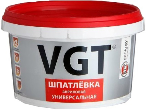ШПАТЛЕВКА УНИВЕРСАЛЬНАЯ АКРИЛОВАЯ 1 КГ "ВГТ", 7386