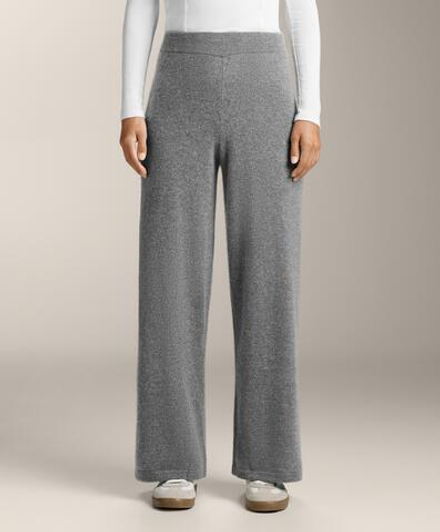 OYSHO Брюки прямого кроя из 100% кашемира, серый меланж