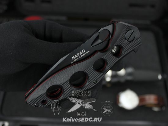 Складной нож НОКС Варан (Black Red) 335-708406 c клинком из стали D2, рукоять G10