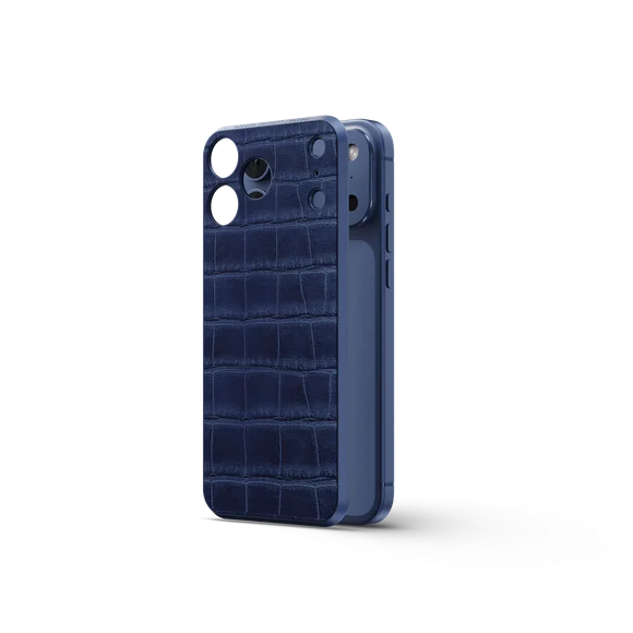 Чехол для iPhone на магните - Натуральная кожа - Тёмно-синий